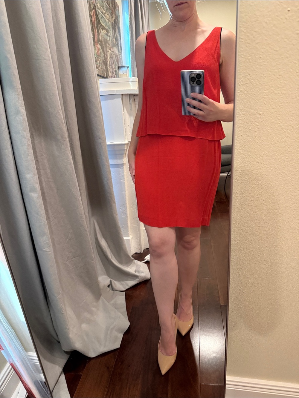 Sandro Red Sleeveless Layered Shift Dress